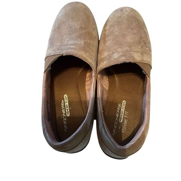 Skechers Womens Tan Leather Memory Foam Loafers Size 9.5 - Picture 7 of 9